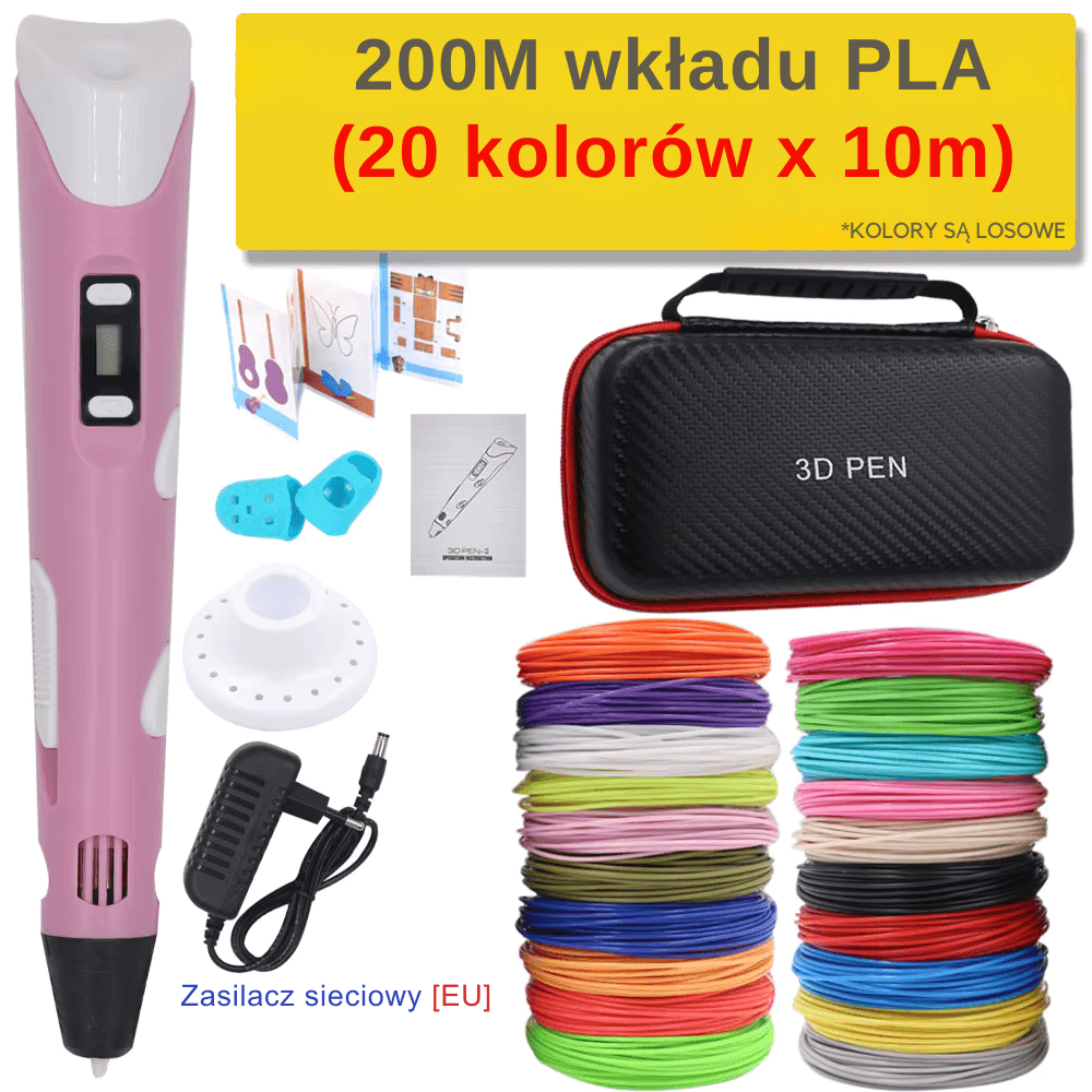 Długopis 3D z wkładem PLA, zestaw podróżny 🎁