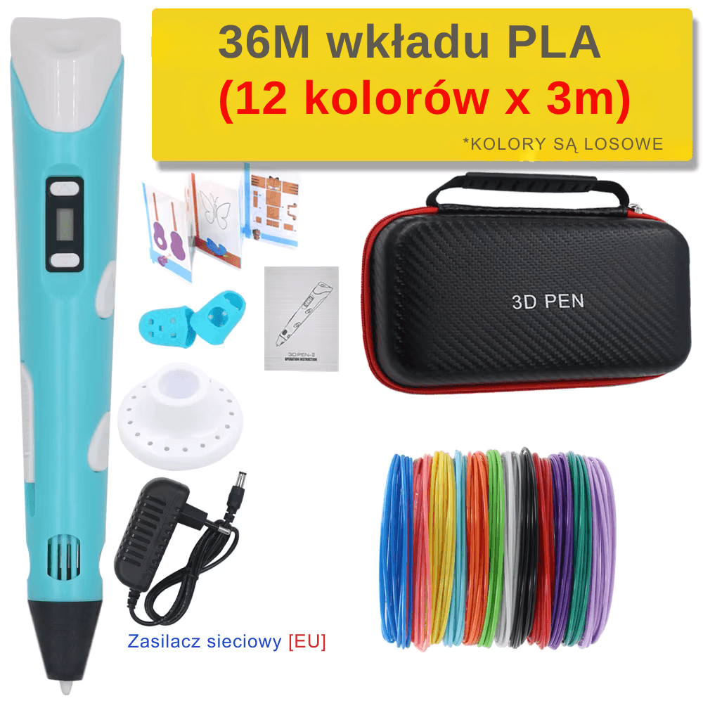 Długopis 3D z wkładem PLA, zestaw podróżny 🎁
