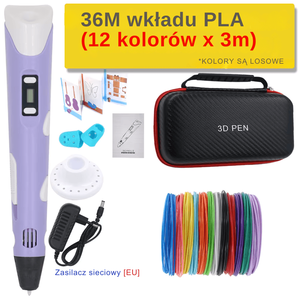 Długopis 3D z wkładem PLA, zestaw podróżny 🎁