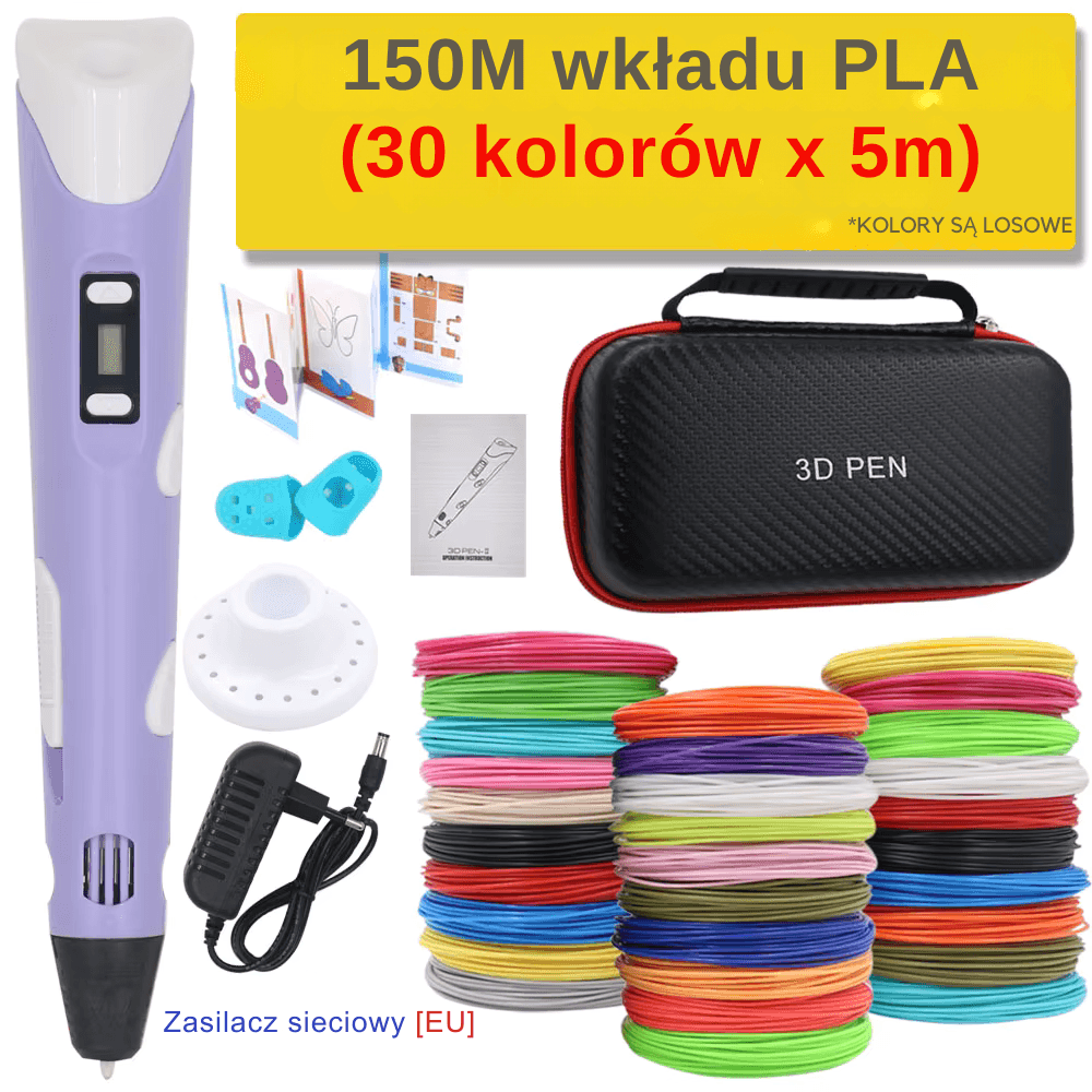 Długopis 3D z wkładem PLA, zestaw podróżny 🎁