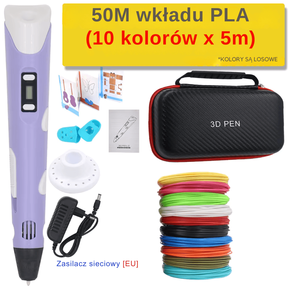 Długopis 3D z wkładem PLA, zestaw podróżny 🎁