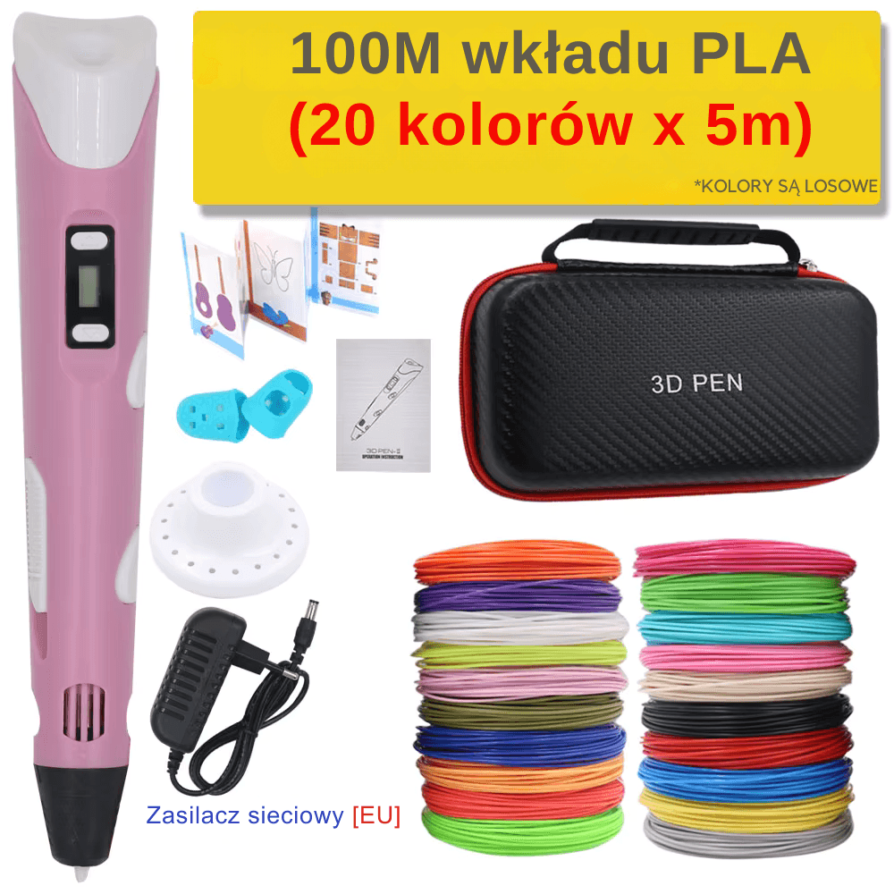 Długopis 3D z wkładem PLA, zestaw podróżny 🎁