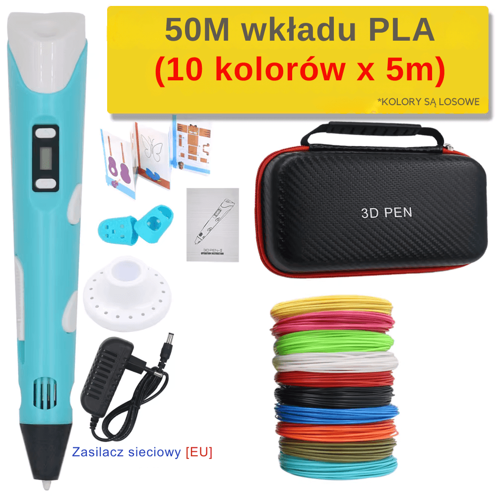 Długopis 3D z wkładem PLA, zestaw podróżny 🎁