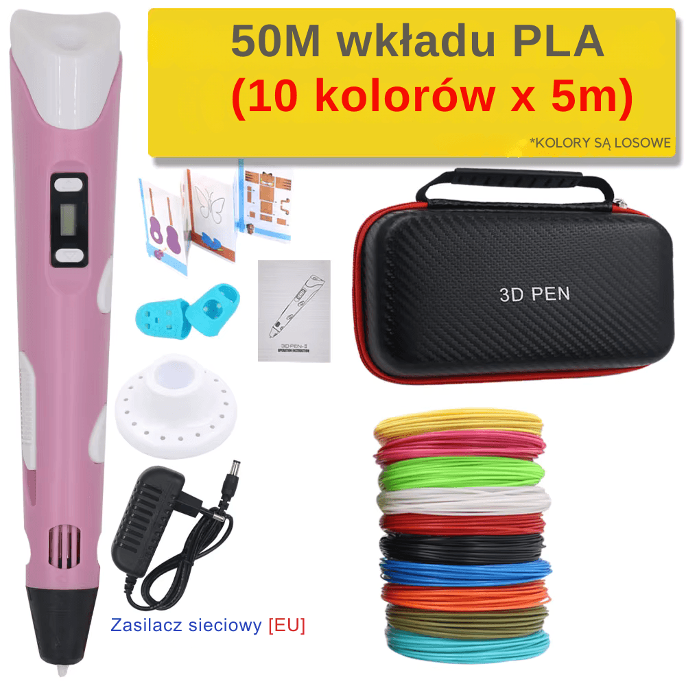 Długopis 3D z wkładem PLA, zestaw podróżny 🎁