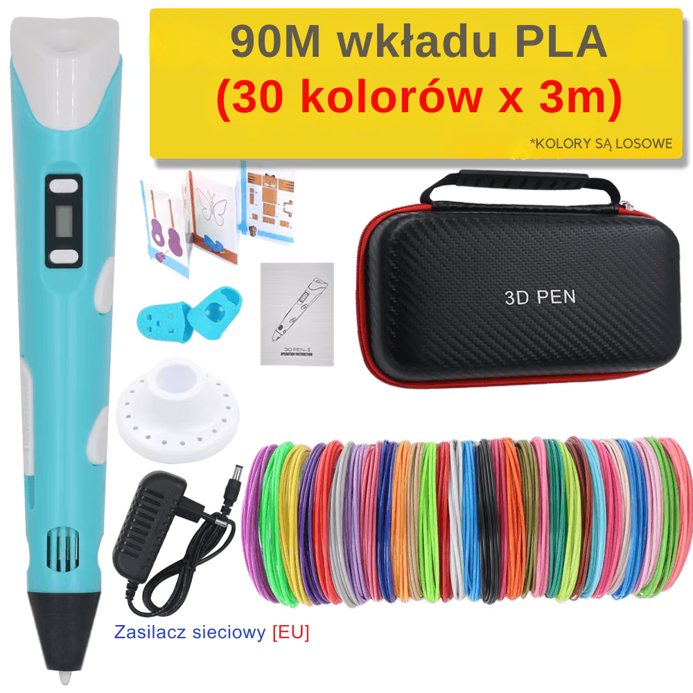 Długopis 3D z wkładem PLA, zestaw podróżny 🎁