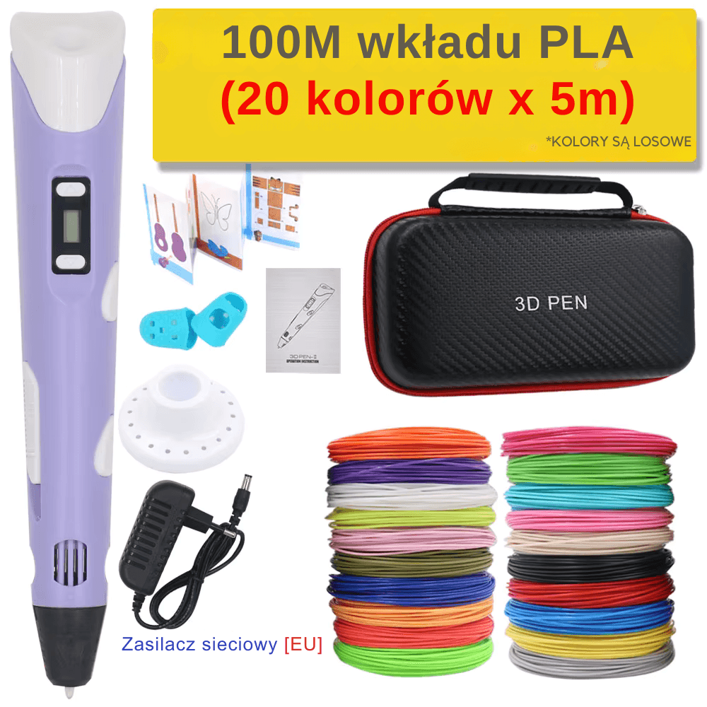 Długopis 3D z wkładem PLA, zestaw podróżny 🎁