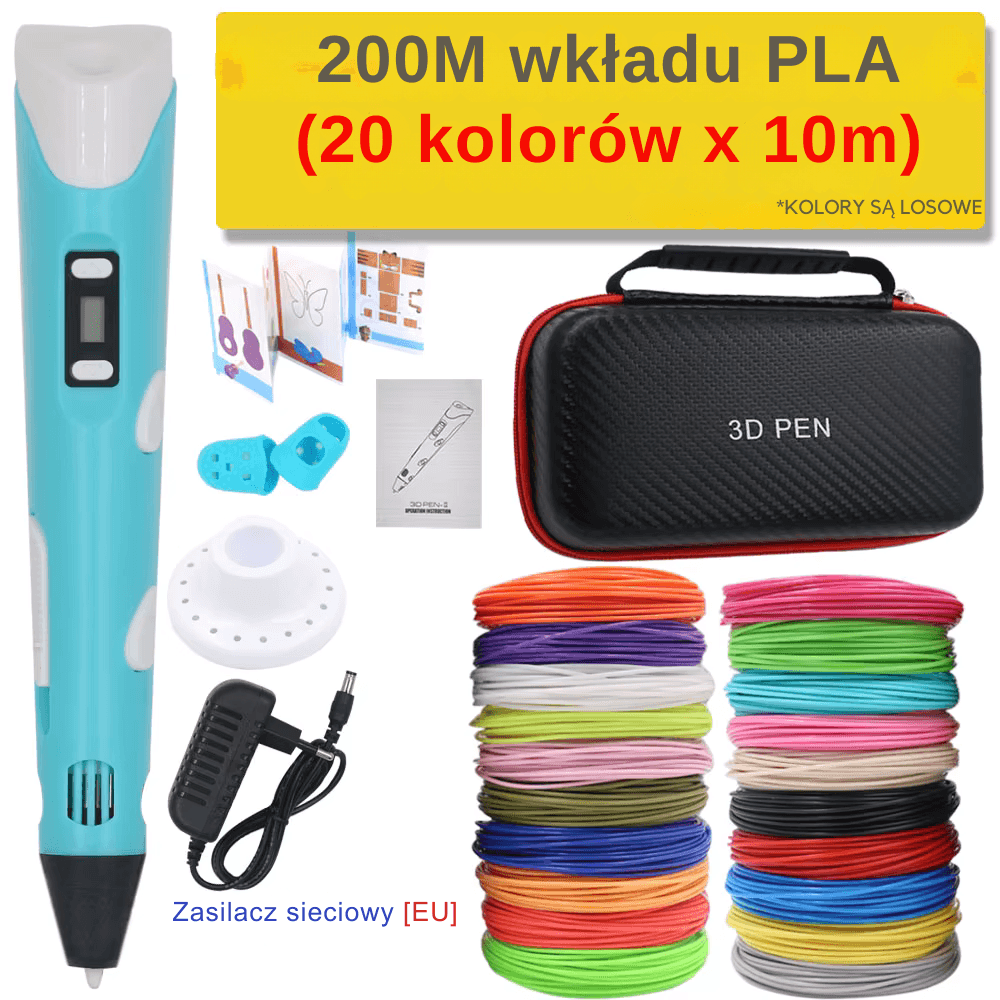 Długopis 3D z wkładem PLA, zestaw podróżny 🎁