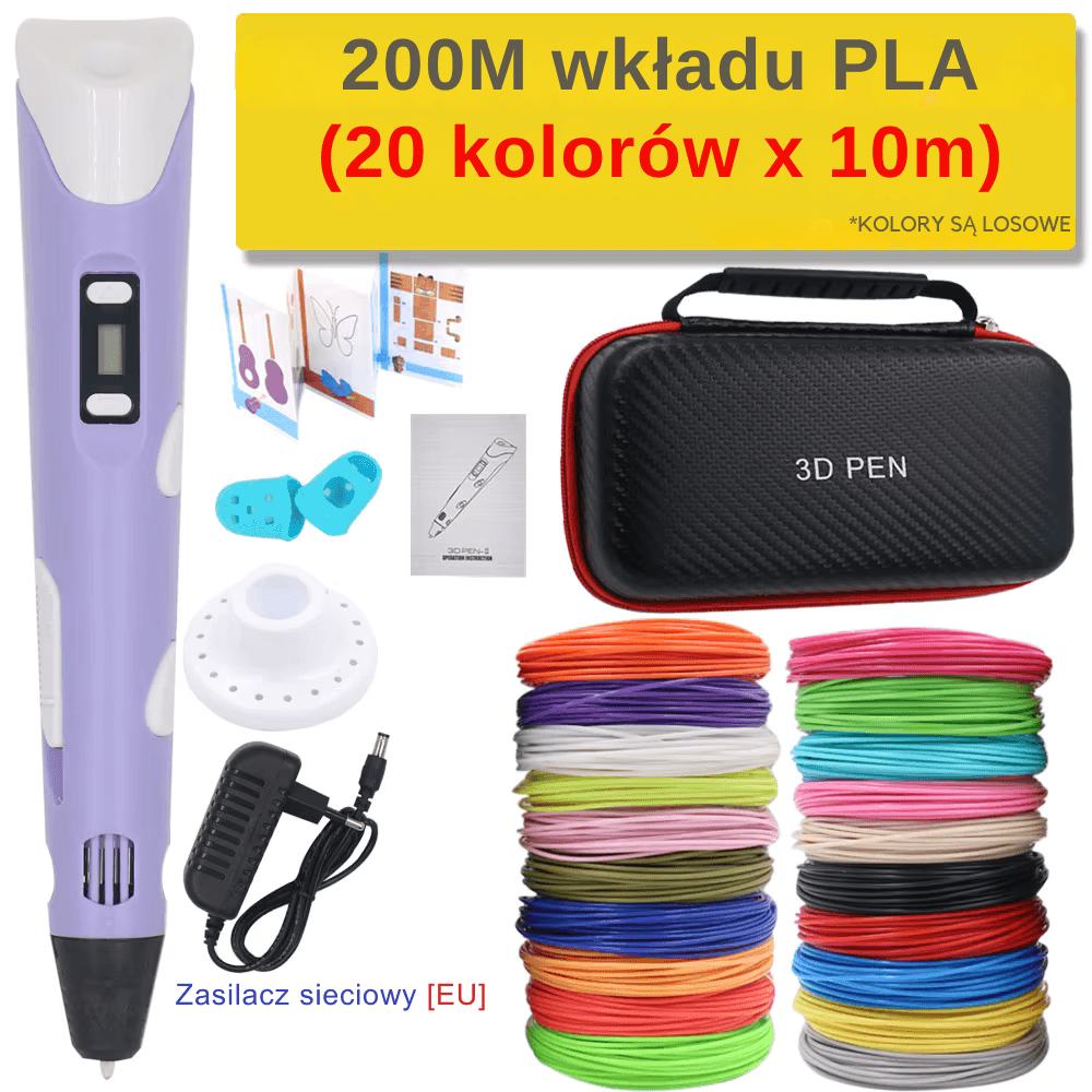 Długopis 3D z wkładem PLA, zestaw podróżny 🎁