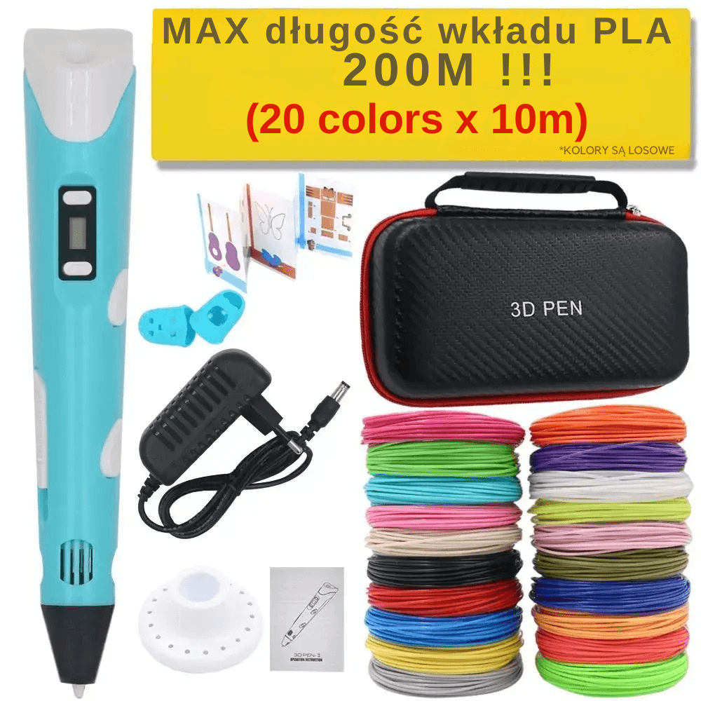 Długopis 3D z wkładem PLA, zestaw podróżny 🎁